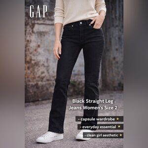 GAP Black Straight Leg Jeans Women’s Size 2 Classic Slim Everyday Denim